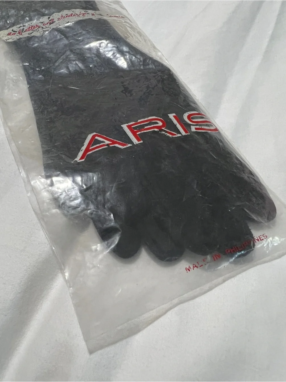Vintage 50s-60s Aris Black Scalloped Sueded Cotton Gloves Size 6.5